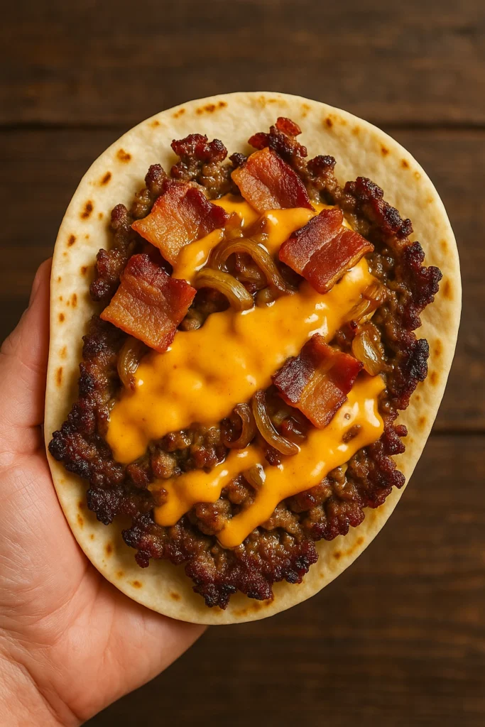 bacon cheeseburger smash taco