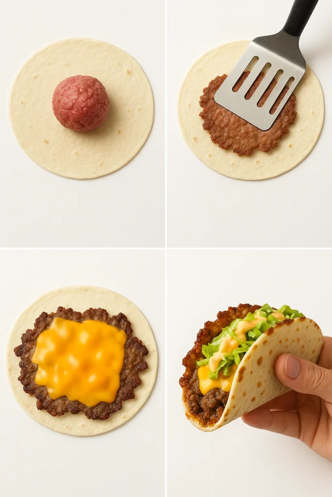smash burger taco process